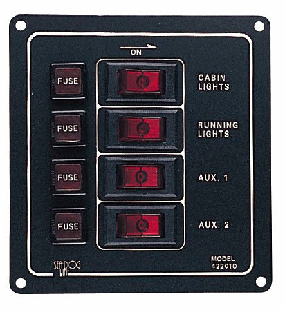 Sea Dog Aluminum Vertical 4-Switch Panel • 422010-1