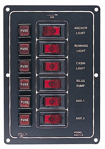 Sea Dog Aluminum Vertical 6-Switch Panel • 422110-1