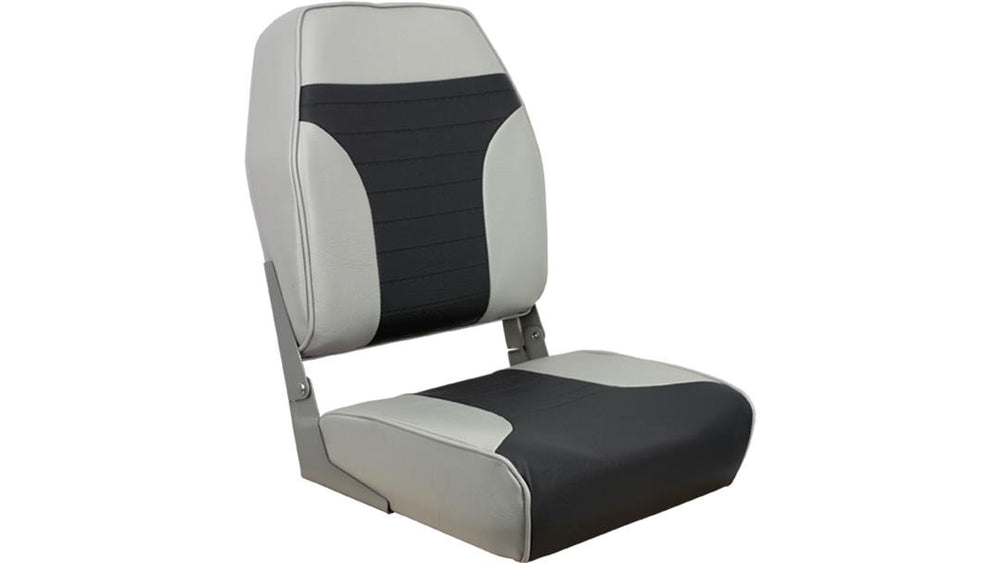 Springfield Marine Gray/Charcoal High Back Folding Boat Seat, 21.5" H x 16" W x 15.5" D • 1040663