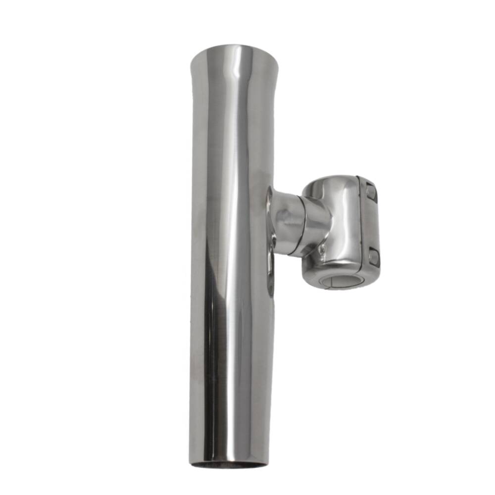 Taco 18° 1-5/8" I.D. Polished Stainless Steel Clamp-On Rod Holder for 7/8" and 1" Tube • F16-2600POL-1