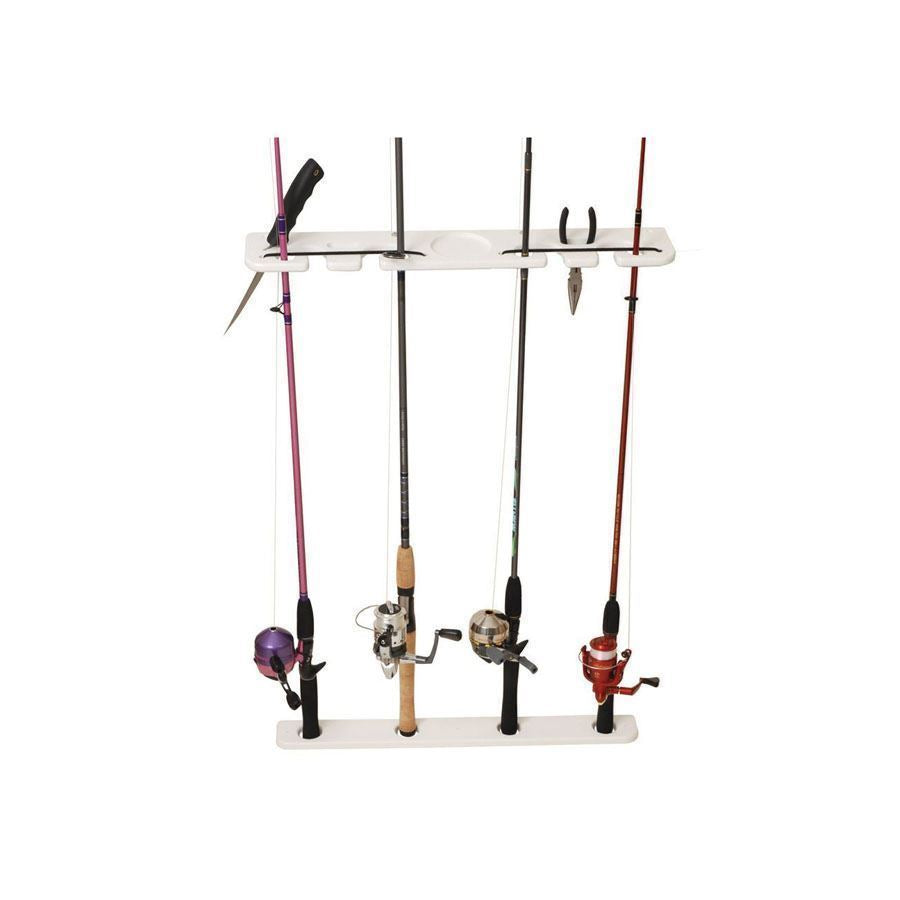 Taco Deluxe 4-Rod Pontoon Boat Tackle Rack - White • P03-074W