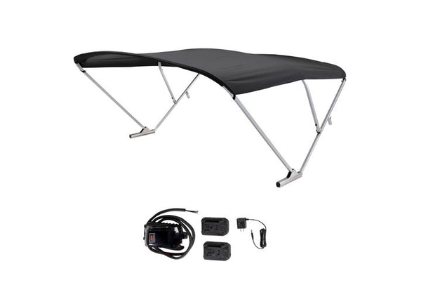 SureShade Battery Powered Bimini - Clear Anodized Frame, Black Fabric • 2021133086