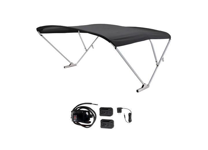 SureShade Battery Powered Bimini - Clear Anodized Frame, Black Fabric • 2021133086
