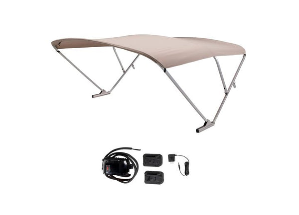 SureShade Battery Powered Bimini - Clear Anodized Frame, Beige Fabric • 2021133088