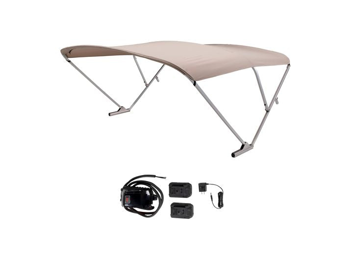 SureShade Battery Powered Bimini - Clear Anodized Frame, Beige Fabric • 2021133088