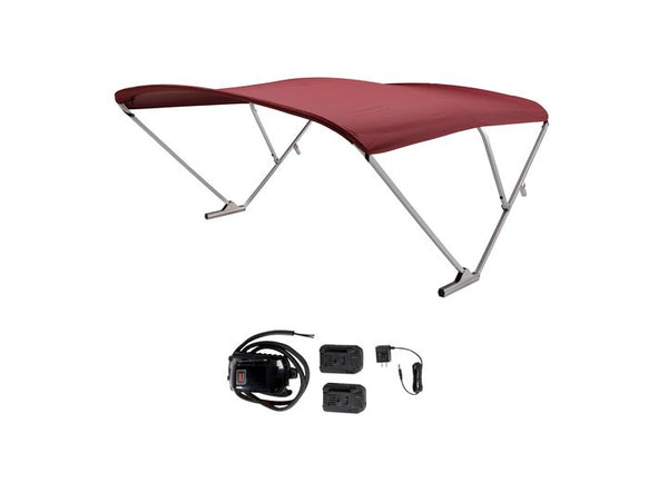 SureShade Battery Powered Bimini - Clear Anodized Frame & Burgundy Fabric • 2021133090