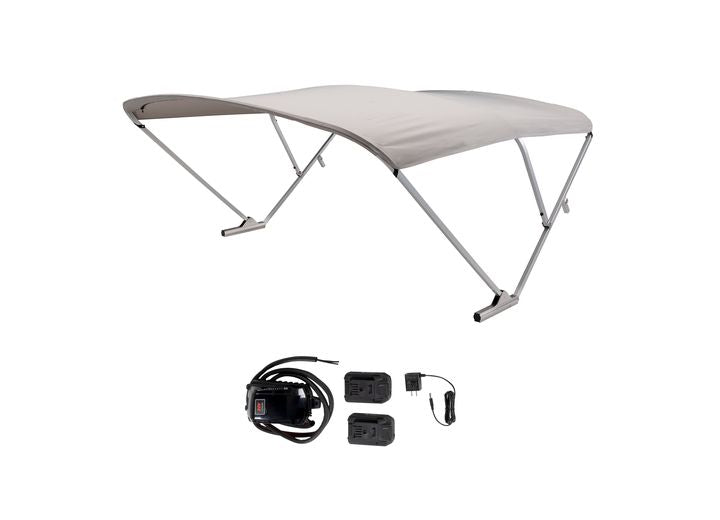 SureShade Battery Powered Bimini - Clear Anodized Frame & Grey Fabric • 2021133092