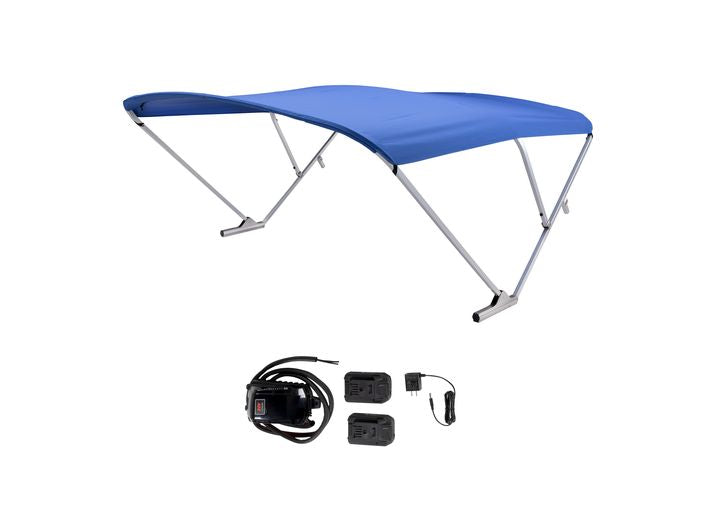 SureShade Battery Powered Bimini - Clear Anodized Frame, Pacific Blue Fabric • 2021133096