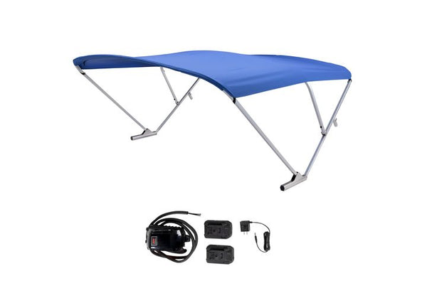 SureShade Battery Powered Bimini - Clear Anodized Frame, Pacific Blue Fabric • 2021133096