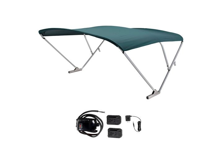 SureShade Battery Powered Bimini - Clear Anodized Frame, Green Fabric • 2021133098