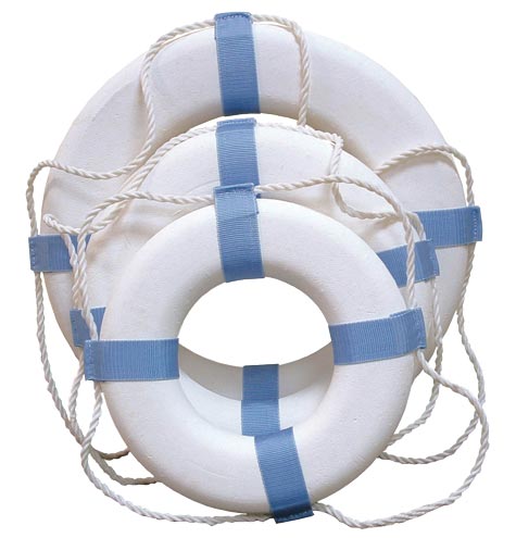 Taylor Made 17" White/Blue Decorative Ring Buoy • 371