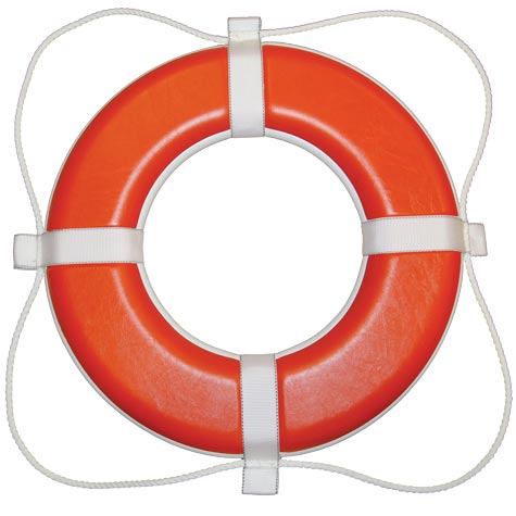 Taylor Made 24" Orange Vinyl Coated Foam Life Ring with White Rope • 364