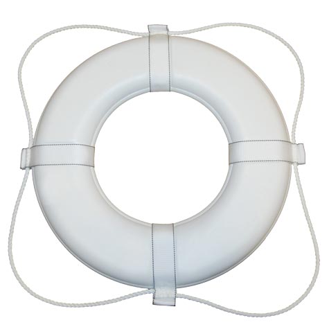 Taylor Made 30" White Vinyl Coated Foam Life Ring with White Rope • 380