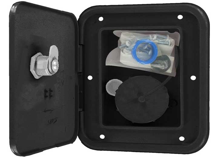 Valterra Black Gravity Water Hatch with Key Lock Door, 6-1/2" H x 6" W • A01-2002BKVP