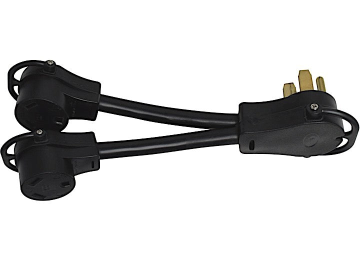 Valterra 50AM – 30AF x 2-Y Adapter Cord with Handles, 12″, Black • A10-50X30Y