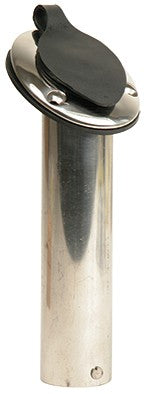 Whitecap Marine Series 1-5/8" Silver Stainless Steel Flush Fishing Rod Mount with Black Liner/Cap • S-0096BCBLUE