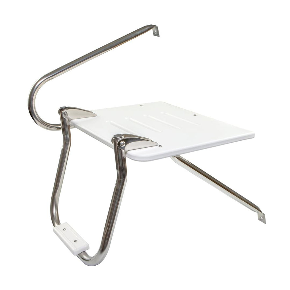 Whitecap 15" L x 18" W White Plastic Outboard Swim Platform with 1-Step Ladder & Handrails • 67902
