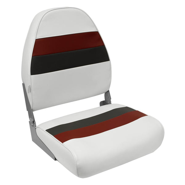 Wise Deluxe Series Pontoon High Back Seat, White/Red/Charcoal • 8WD590-1009
