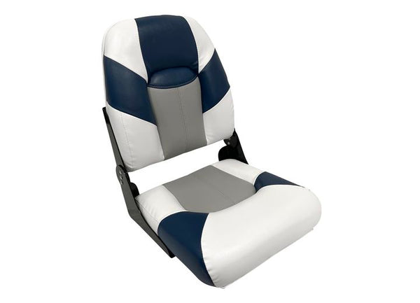 Wise Baja Series High Back Fold Down Fishing Seat - Brite White / Midnight / Grey • 1461-1773
