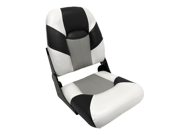 Wise Baja Series High Back Fold Down Fishing Seat - Brite White / Black / Grey • 1461-1782