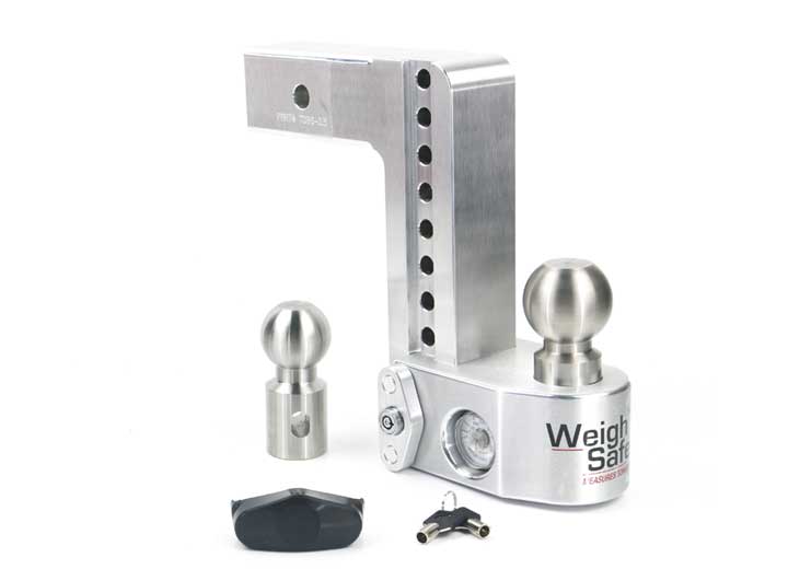 Weigh Safe Aluminum 8" Adjustable Trailer Hitch for 2.5" Receiver w/ Built in Weight Scale & 2 pc Keyed Alike Lock Set • WS8-2.5