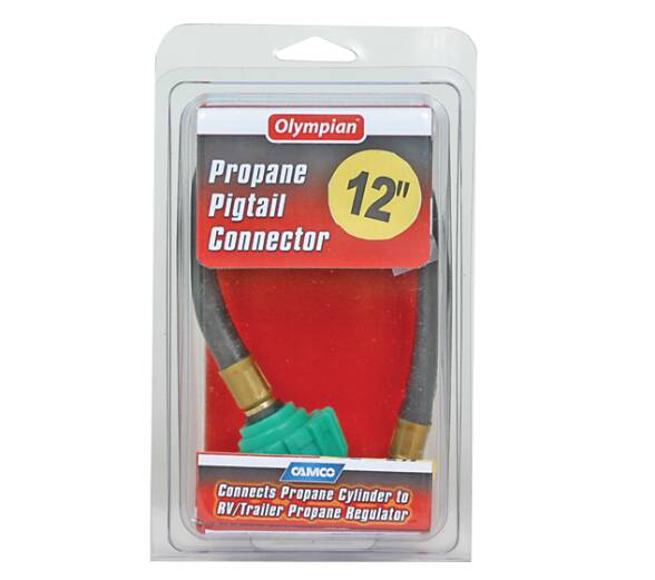Camco Pigtail LP Gas Hose 12"  (ACME Nut to 1/4" Male Inverted Flare)  • 59053