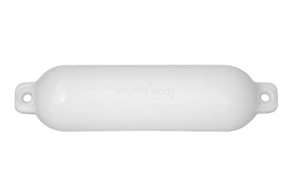 Taylor Made Hull Gard 6.5" D x 23" L White Twin Eye Cylindrical Inflatable Fender  • 1023