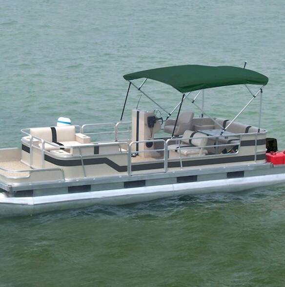 Carver Forest Green Sunbrella Acrylic Square Tube 4-Bow Standard Pontoon Bimini Top with Storage Boot, 8' L x 96"-102" W  • 510A-15