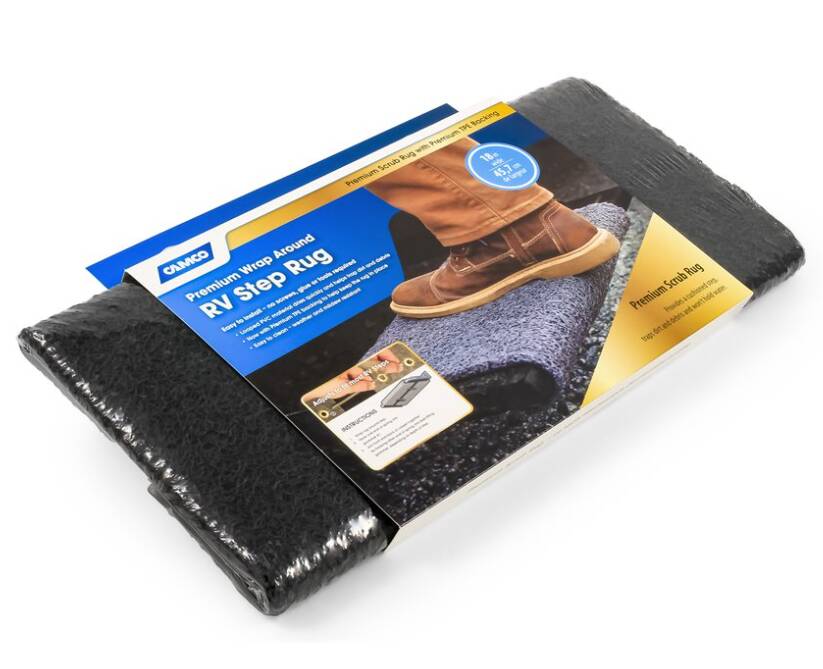 Camco Scrub Rug Premium Step Rug, 7.5" x18", Black  • 42962