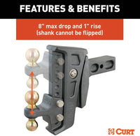 Curt  Rebellion XD Adjustable Cushion Hitch, 2-1/2" Shank, 2" and 2-5/16" Balls, 20K  • 45955