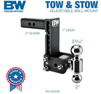 B&W  Tow & Stow Adjustable Dual-Ball Mount - 2" Receiver - 2", 2 5/16" Ball - 7" Drop  • TS10040B