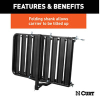 Curt 50" X 30" Black Aluminum Hitch Cargo Carrier with Ramp (Folding 2" Shank)  • 18112