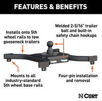 Curt Spyder 5th Wheel Rail Gooseneck Hitch with 2-5/16" Ball, 25K  • 16085