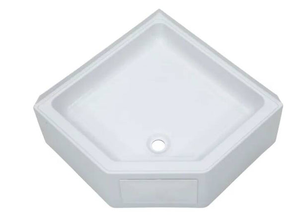 Lippert Corner Shower Pan with Center Drain; 27" x 27" (White)  • 325246