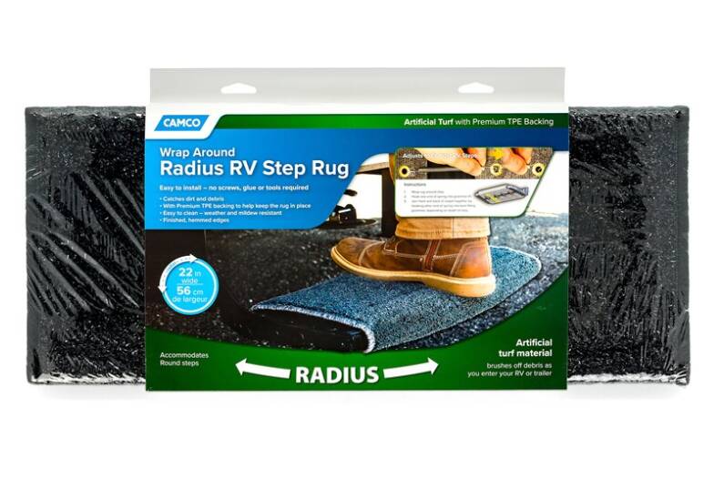 Camco Premium Radius Turf Step Rug , 22" Wide, Black  • 42947