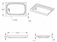 Lippert Right Hand Bathtub - White - 24" x 36"  • 209658