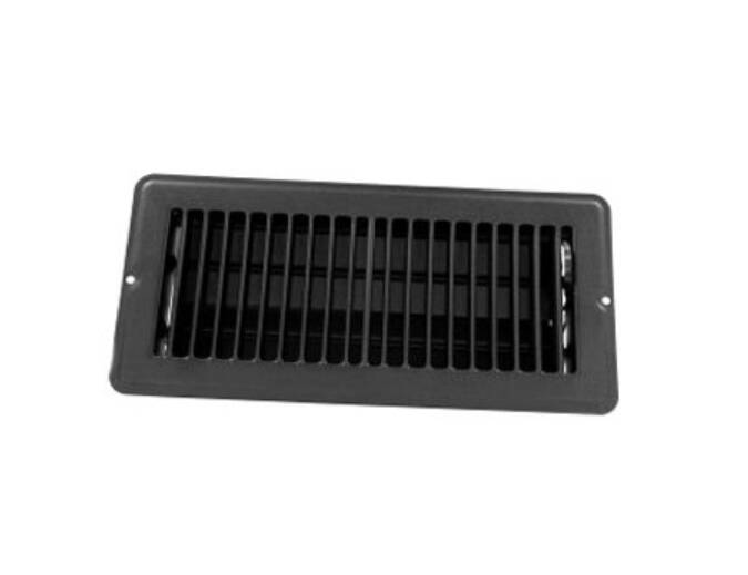 JR Products 4" x 10" Black Steel Floor Register w/ Damper  • 02-29175