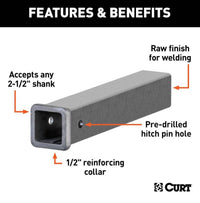 Curt 18" Raw Steel Receiver Tubing, 2-1/2" Receiver  • 49511