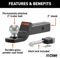 Curt Towing Starter Kit w/ 2" Ball, 2" Shank, 7,500 LBS, 2" Drop  • 45141