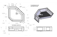 Specialty Recreation Neo-Angle White Plastic Pentagonal Shower Pan with Center Drain, 34"L x 34"W  • NSB3434WC