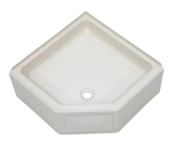 Lippert Corner Shower Pan with Center Drain; 27" x 27" (Parchment)  • 298087