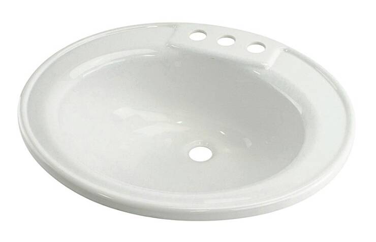Lippert Plastic White Drop-In Oval Single Bowl Lavatory Sink (20"L x 17"W)  • 209635