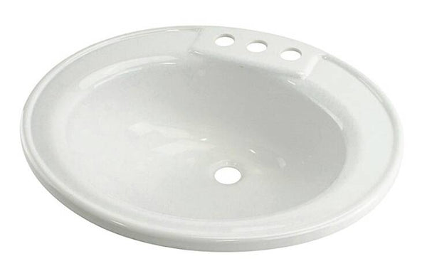 Lippert Plastic White Drop-In Oval Single Bowl Lavatory Sink (20"L x 17"W)  • 209635