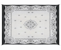 Camco Outdoor Mat 9' x 12' - Oriental, Charcoal / White  • 42853