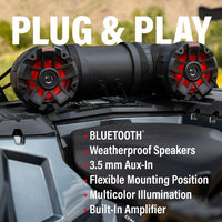 BOSS Audio ATV/UTV Weatherproof Sound System with 8" Speakers and Multi-Color Illumination  • ATV8BRGB