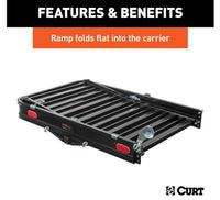 Curt 50" X 30" Black Aluminum Hitch Cargo Carrier with Ramp (Folding 2" Shank)  • 18112
