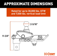 Curt RockerBall Multi-Fit OEM Puck System Gooseneck Ball with 4" Offset  • 60668