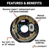 Lippert Electric Trailer Brake Assembly - 10" x 2.25" 3,500 lbs. Left Side  • 122258