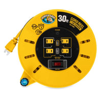 Camco Power Grip 30-Foot Extension Cord Reel with USB Charging Ports  • 55290