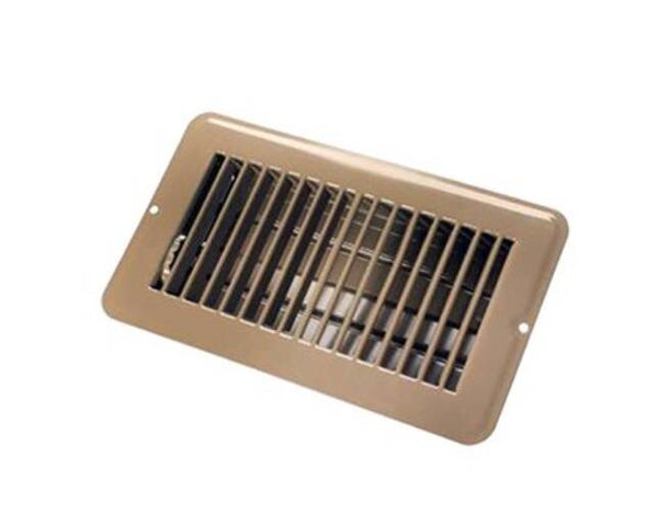 JR Products 4" x 8" Brown Metal Floor Register w/ Damper  • 02-28975